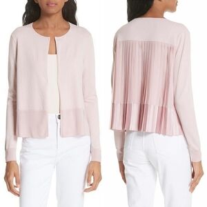 Ted Baker Jacsum Cardigan Pink Women’s Size 6 Pleated Open Front Feminine